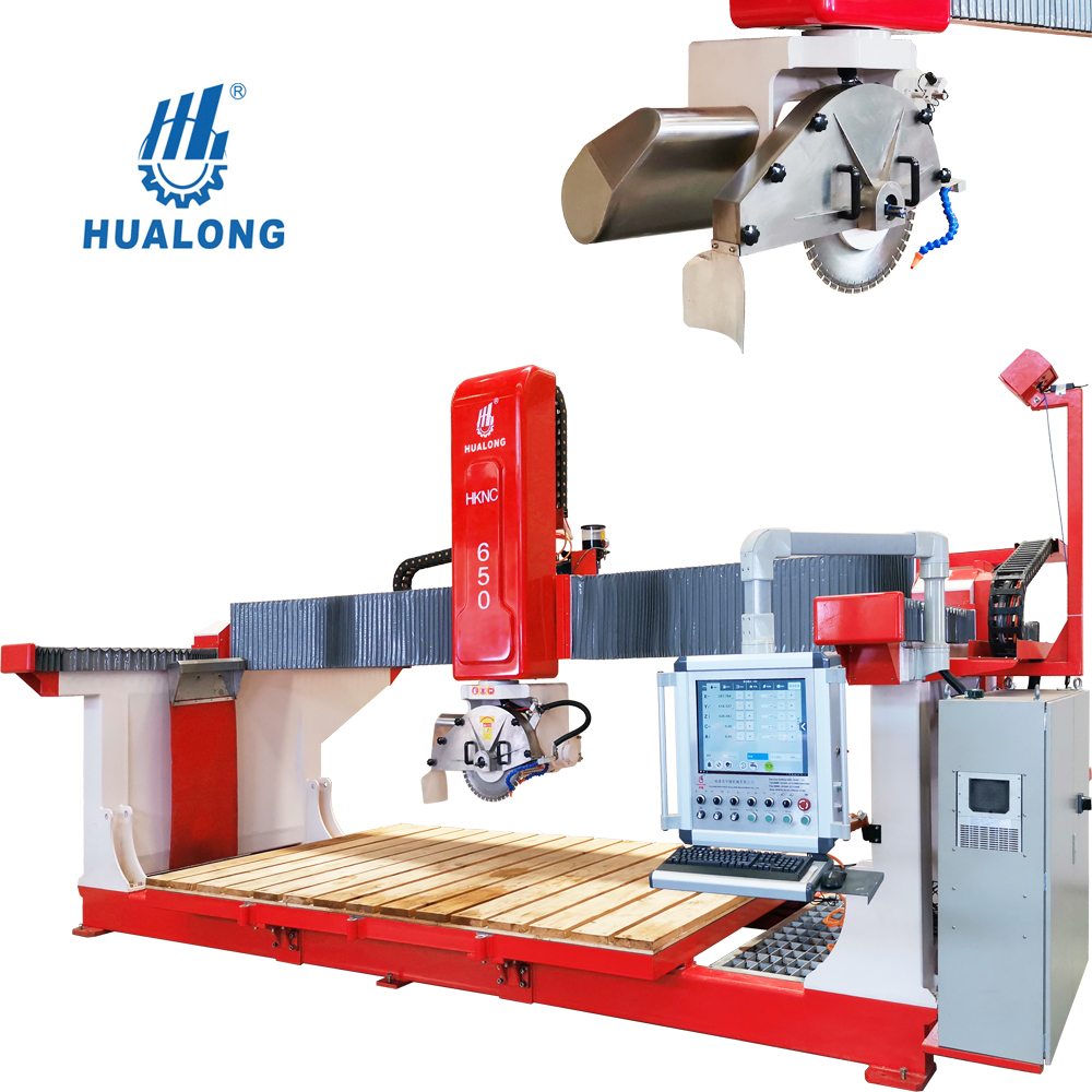 HUALONG stone machinery HKNC series Marble cutter machine 5 axis CNC Bridge Saw for cutting granite quartz countertops tombstone
