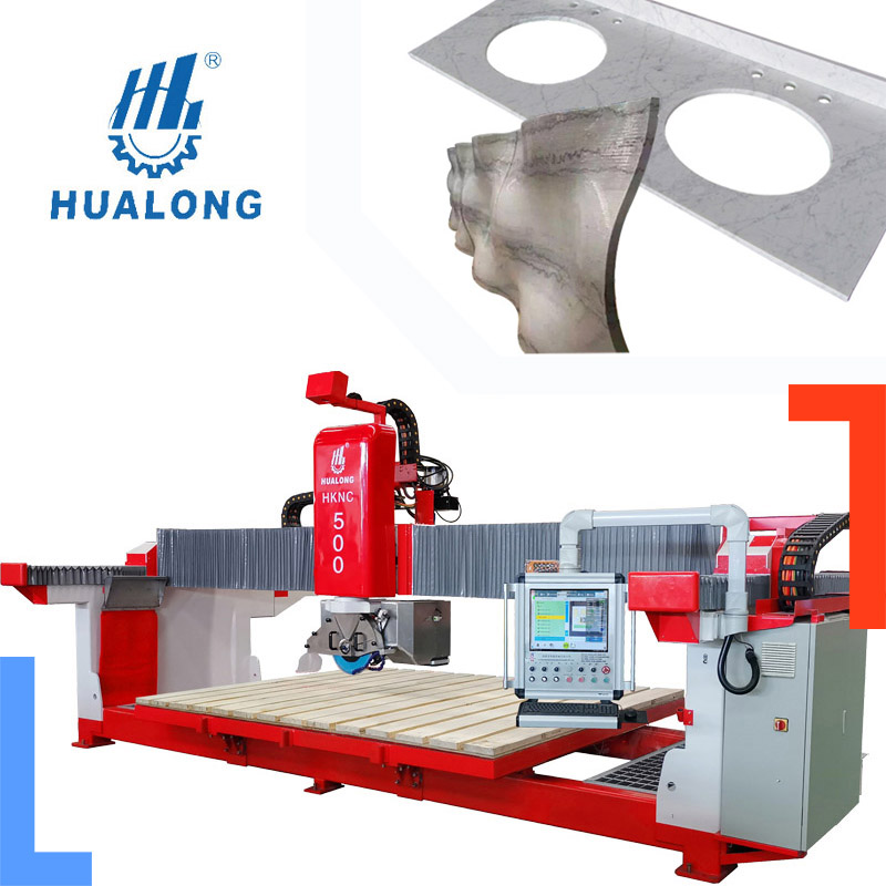 Hualong HKNC-500 CNC Bridge Saw 5 Axis Tiles and Marbles Stone Cutting Machine Countertop cutting machine granite sink cutting machine