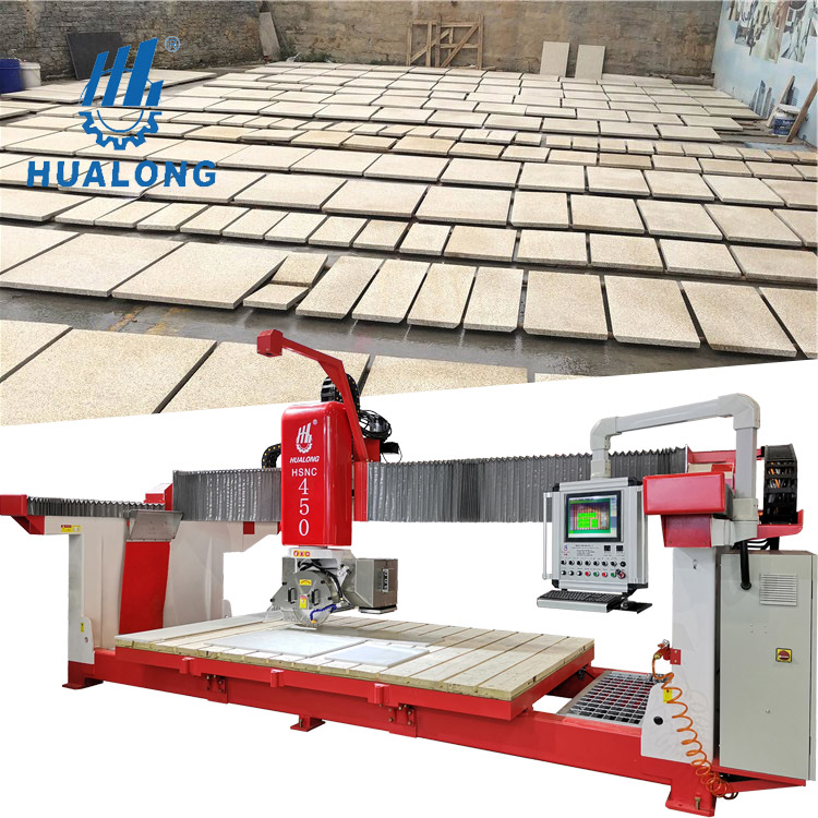 Hualong HSNC-450 Automatic 45 degree head tilting CNC Granite Bridge Saw Stone Cutting Machine