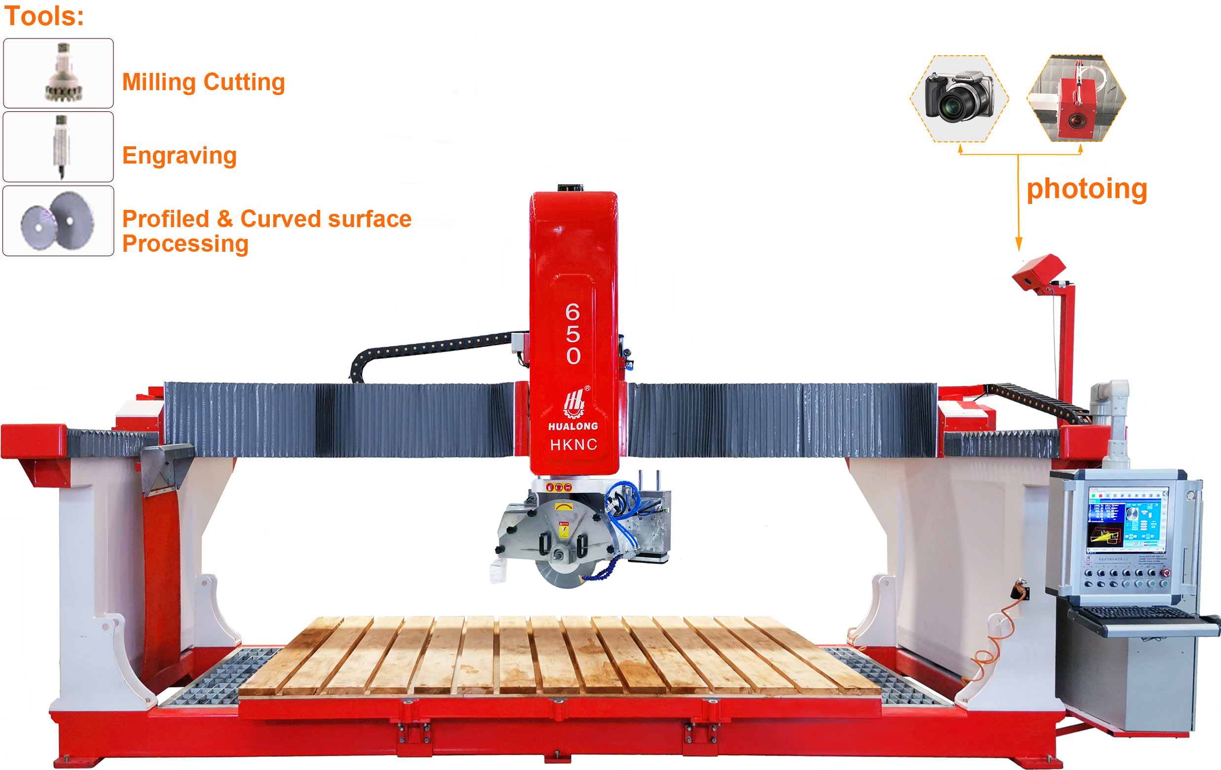 5 Axis CNC Router Stone Marble Granite Cutting Bridge Machine for Sink Cutting Slab Milling Engraving