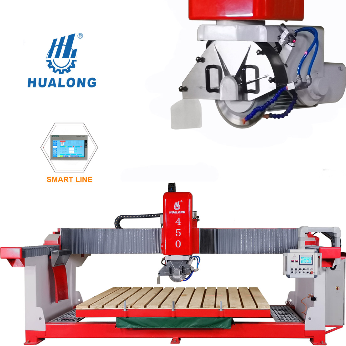 High Quality HLSQ-450 bridge Stone Cutting Machine stone slab saw cutting machine for Kitchen Cabinet Worktop Work Top Solid Surface White Artificial Marble