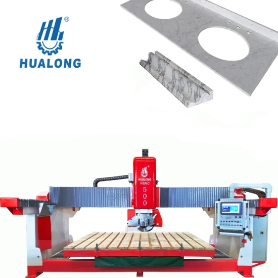 HUALONG Stone Cutting Machinery HSNC-500 3 Axis CNC Bridge Stone Saw Cutting Machine for Countertop Kitchen Table Sink Processing